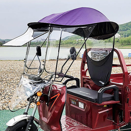 Electric Tricycle Cover, Trike Cover with Awning Cover, Waterproof Oxford Cloth Awning, Easy Entry and Exit Cover, Equipped with Safety Warning Strips
